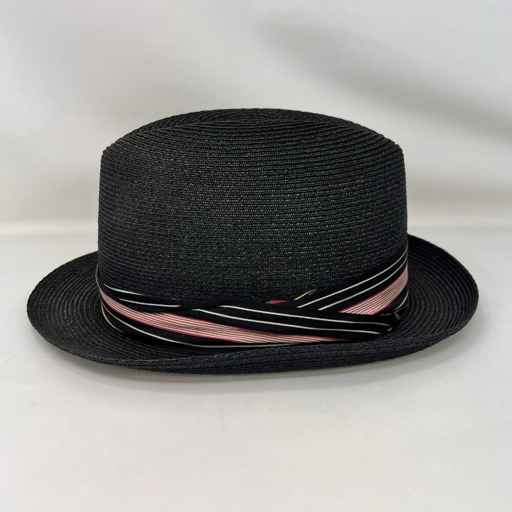Biltmore Dietz Fedora Straw Hat Black Red Men’s Size 6.5